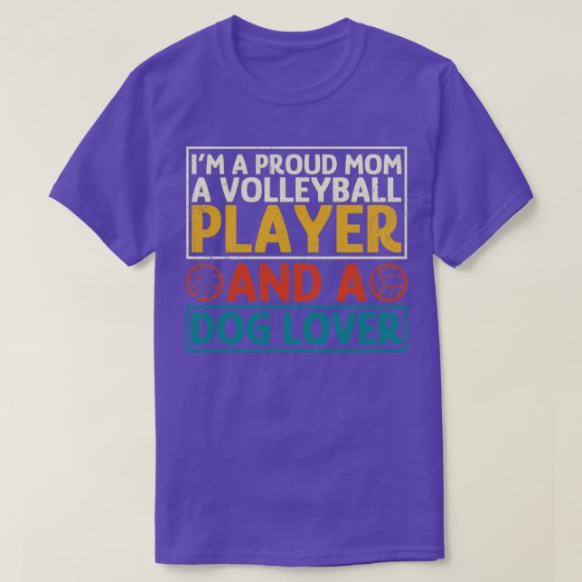 Volleyball Mama und Hund Lover T-Shirt (Design vorne)