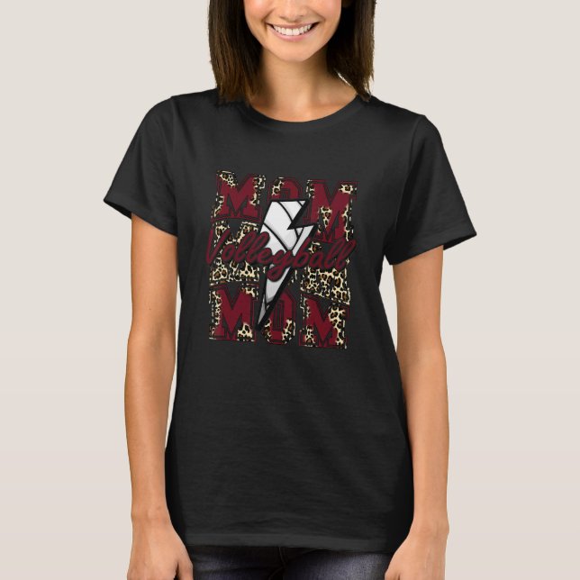 Volleyball Mama Volleyball Blitz Bolt Leopard T-Shirt (Vorderseite)