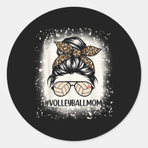 Volleyball Mama Volleyball Lover Mama Messy Bun Bl Runder Aufkleber