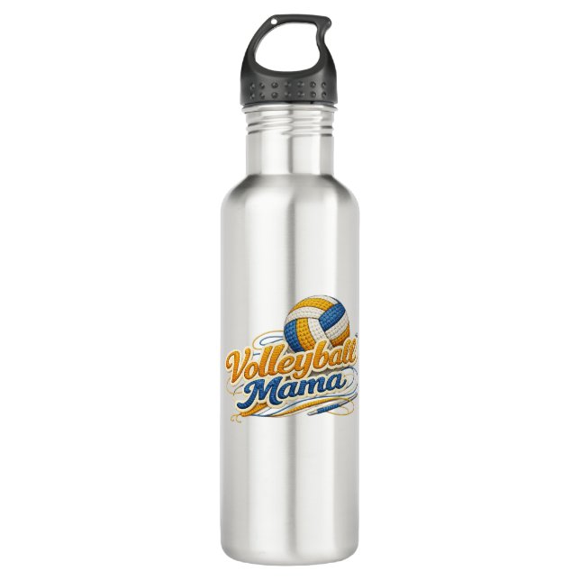 Volleyball Mama Water Bottle (Retro Script) Edelstahlflasche (Vorderseite)