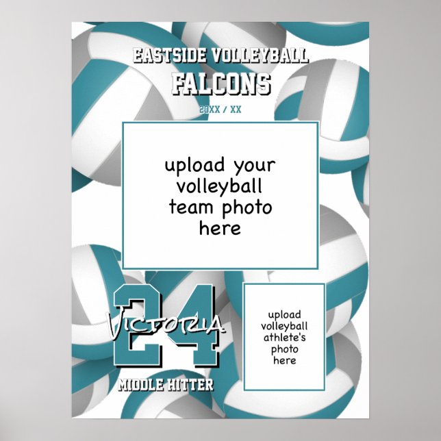 Volleyball-Mannschaftsfarben mit Fotos aquamarin g Poster (Vorne)