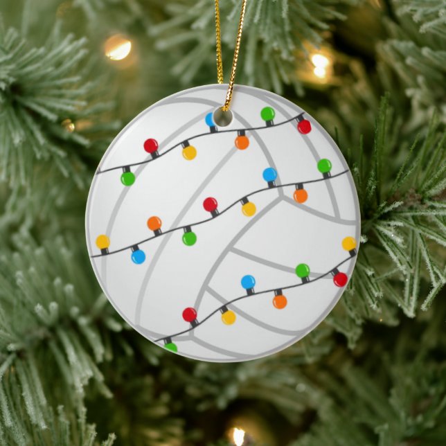 Volleyball mit Holiday Lights Keramik Ornament (Baum)
