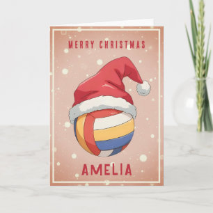 Volleyball mit roter Santa-Mütze Name Weihnachten