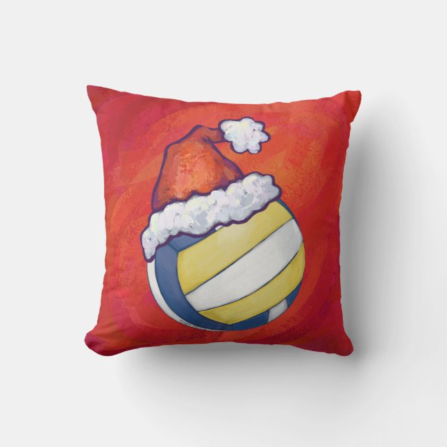 Volleyball mit Weihnachtshut Kissen (Vorderseite)