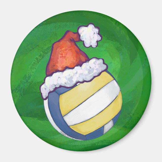 Volleyball mit Weihnachtshut Magnet (Vorne)