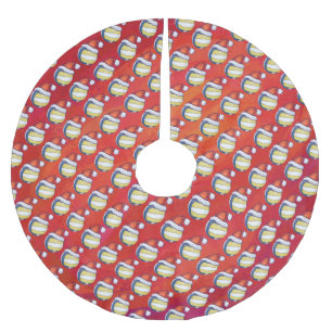Volleyball mit Weihnachtshut Polyester Weihnachtsbaumdecke