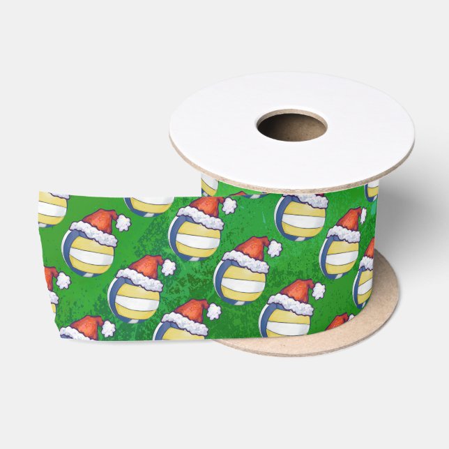 Volleyball mit Weihnachtshut Satinband (Spule)