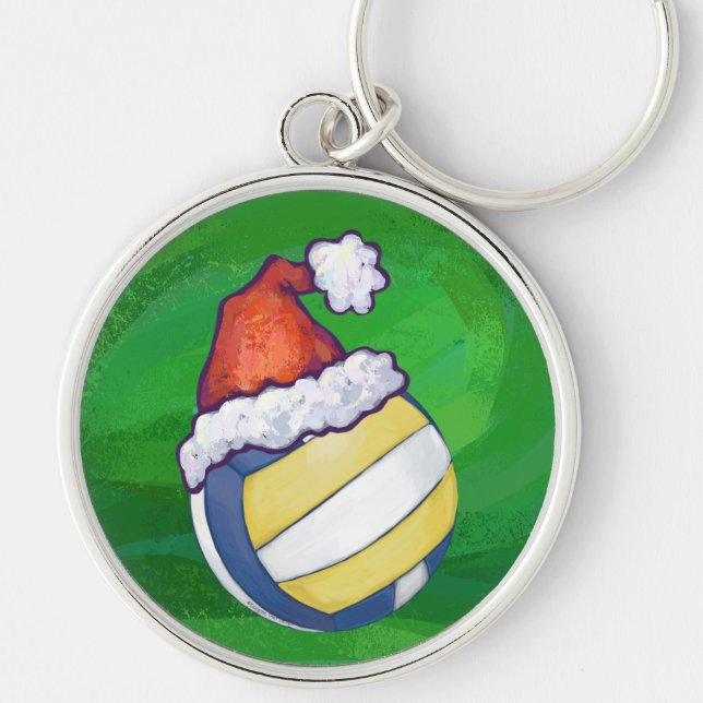 Volleyball mit Weihnachtshut Schlüsselanhänger (Vorne)