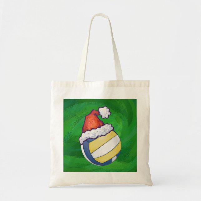 Volleyball mit Weihnachtshut Tragetasche (Vorne)