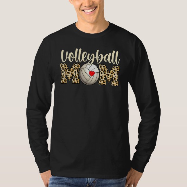 Volleyball Mom Leopard Heart  Volleyball T-Shirt (Vorderseite)