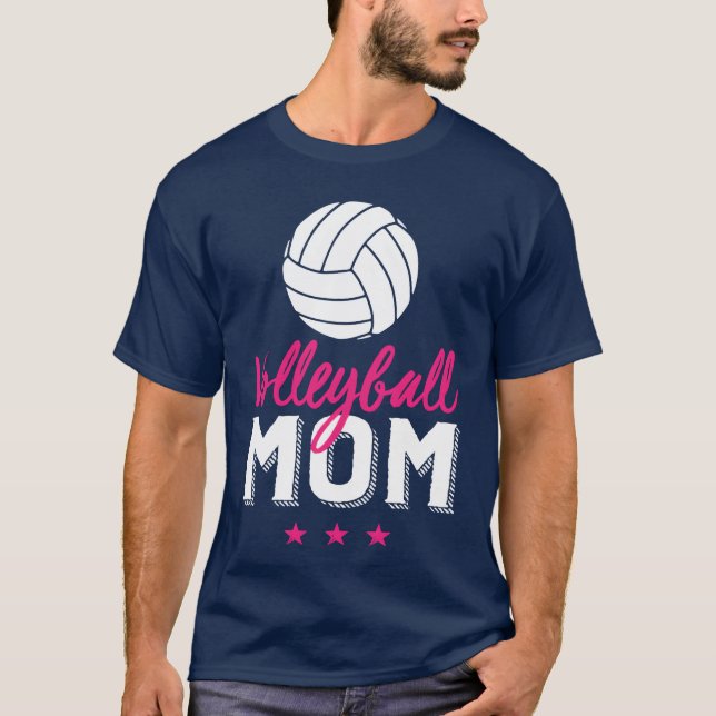 Volleyball Mom Proud Mother And Sports Parents fam T-Shirt (Vorderseite)