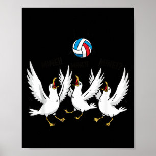 Volleyball Möwen Lustige Beach-Sportarten Poster