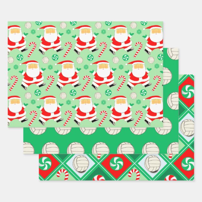 Volleyball Noël Vacances Papier cadeau enveloppant (Lot)