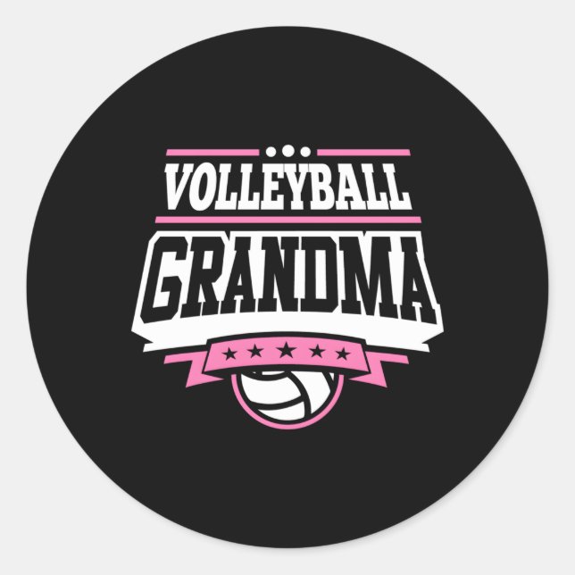 Volleyball Oma Runder Aufkleber (Vorderseite)