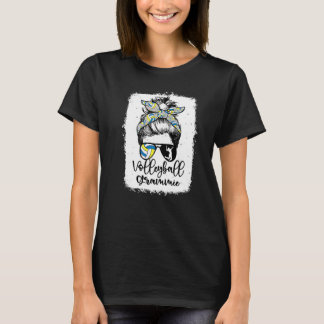 Volleyball Oma Vintage Leopard Unordentlicher Dutt T-Shirt