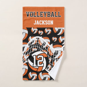 Volleyball - Orange, Schwarz und Weiß Handtuch