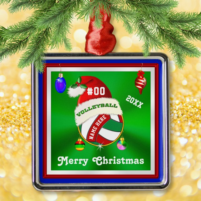 Volleyball-Ornamente Personalisiert, Name, Nummer Ornament Aus Metall (Volleyball Christmas Ornament. Volleyball Christmas gifts. Volleyball ornament. Volleyball gifts.)