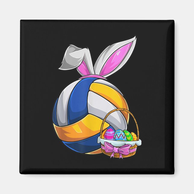 Volleyball Ostern Sonnige Ohren Ostereier Jagd B Magnet (Vorne)