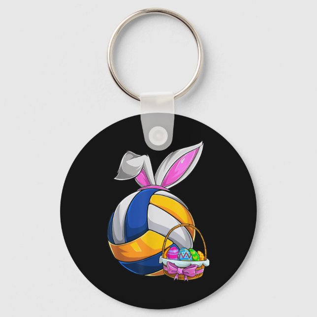 Volleyball Ostern Sonnige Ohren Ostereier Jagd B Schlüsselanhänger (Vorderseite)