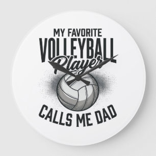 Volleyball Papa Mein Lieblingsspieler nennt mich P Große Wanduhr