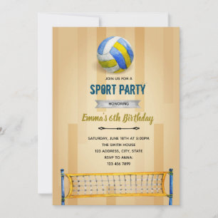 Volleyball-Party-Geburtstagsthema Einladung