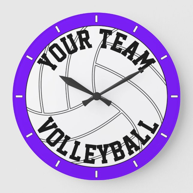 Volleyball-Personalisierte Text- und Farbsäulenuhr Große Wanduhr (Vorderseite)