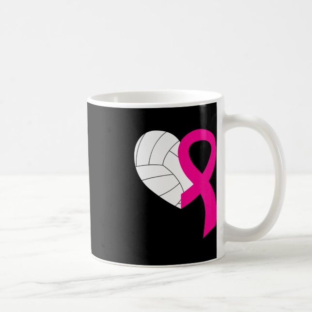 Volleyball Pink Ribbon Coole Brustkrebs-Auszeichnu Kaffeetasse (Rechts)