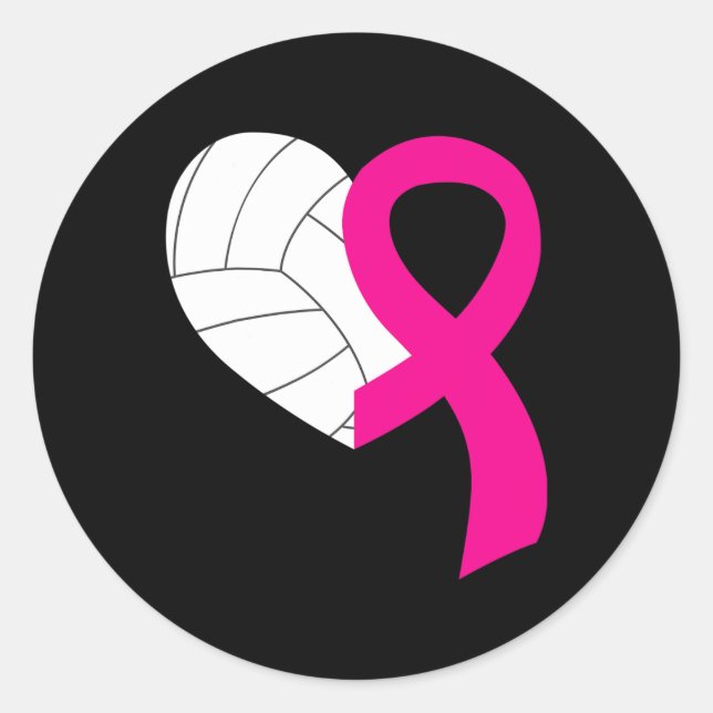 Volleyball Pink Ribbon Coole Brustkrebs-Auszeichnu Runder Aufkleber (Vorderseite)