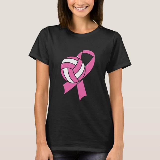 Volleyball Pink Ribbon Volleyball T-Shirt (Vorderseite)