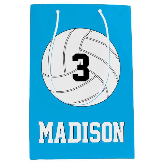 Volleyball Player Custom Jersey Number & Team Name Mittlere Geschenktüte (Vorderseite)