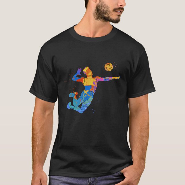 Volleyball Player Graphic Sport Volley Bekleidung T-Shirt (Vorderseite)