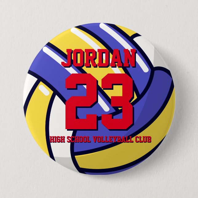 Volleyball Player Number School Sports Team Button (Vorderseite)