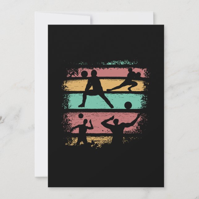 Volleyball Player Retro Vintag Einladung (Vorderseite)