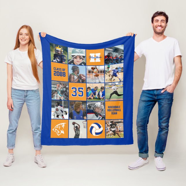 Volleyball Player Senior Night Gift Custom Color Fleecedecke (Beispiel)