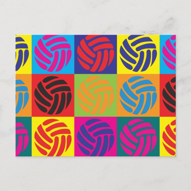 Volleyball Pop Kunst Postkarte (Vorderseite)