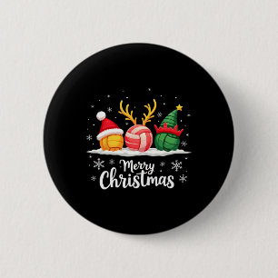 Volleyball Reindeer Santa Elf Frohe Weihnachten We Button