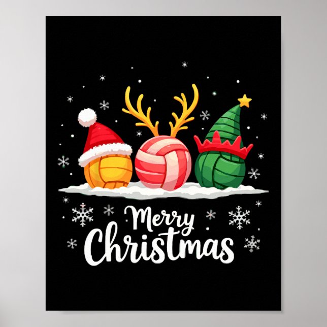 Volleyball Reindeer Santa Elf Frohe Weihnachten We Poster (Vorne)