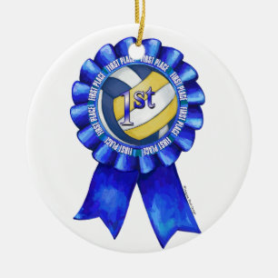 Volleyball Ribbons 1 Keramik Ornament