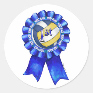 Volleyball Ribbons 1 Runder Aufkleber
