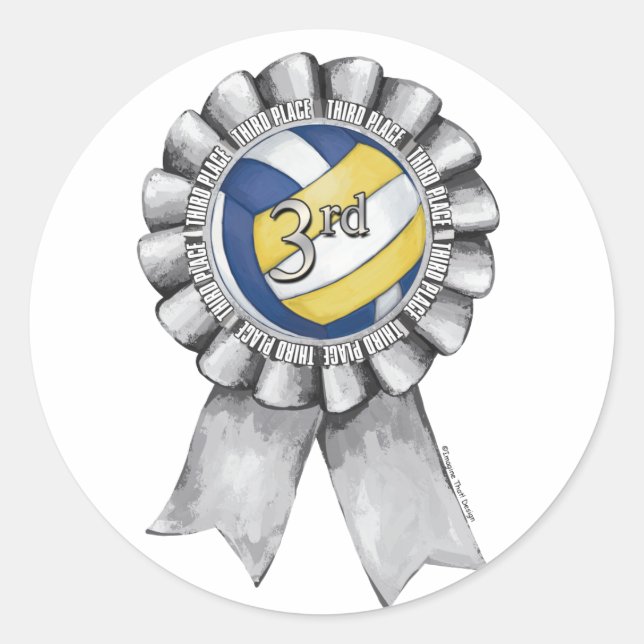 Volleyball Ribbons 3 Runder Aufkleber (Vorderseite)