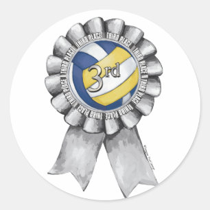 Volleyball Ribbons 3 Runder Aufkleber