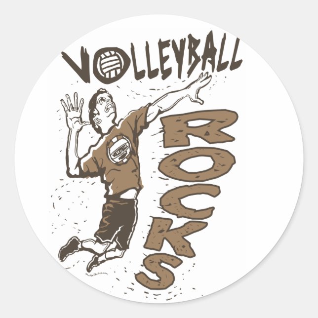 Volleyball Rocks Brown Runder Aufkleber (Vorderseite)