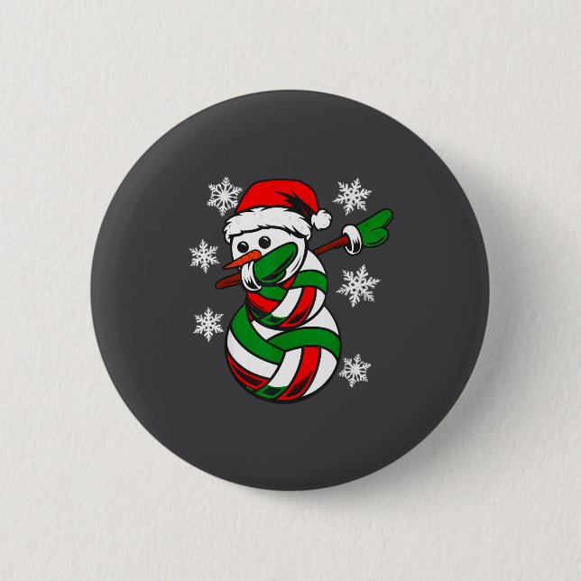 Volleyball Santa Hat Snowman Xmas Funny Volleyball Button (Vorderseite)