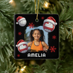 Volleyball Santa-Hut Namen Foto Weihnachten Keramikornament