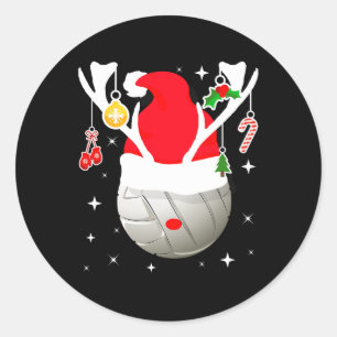 Volleyball Santa Reindeer Christmas Pajama Xmas Pj Runder Aufkleber