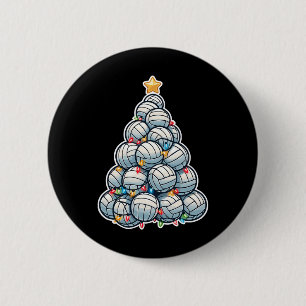 Volleyball Santa Xmas Trem Funny Christmas Player Button