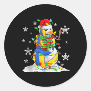 Volleyball Schneemann Weihnachtsbaum Lichter Xma  Runder Aufkleber