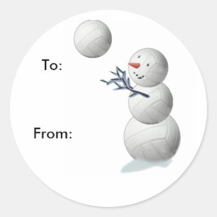 Volleyball-Schneemann-Weihnachtsgeschenk-Aufkleber Runder Aufkleber