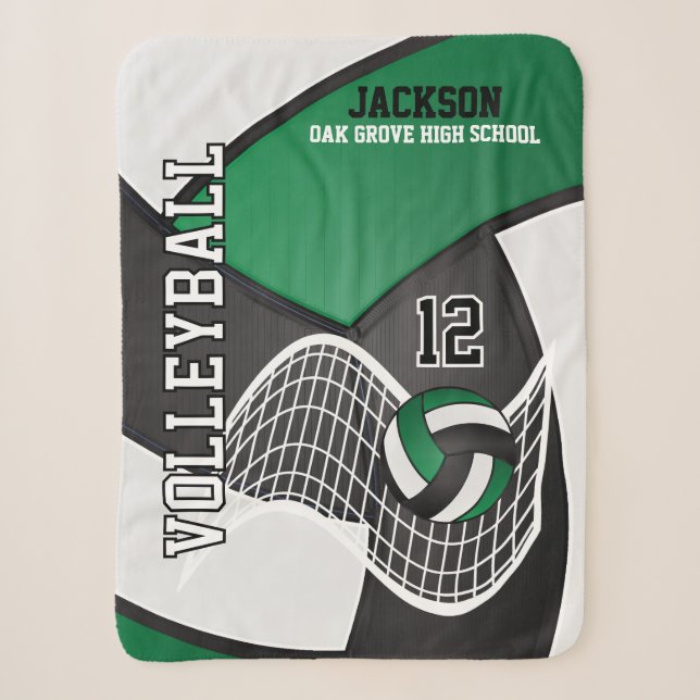 Volleyball 🏐 Schwarz, Grün und Weiß Sherpadecke (Vorderseite)