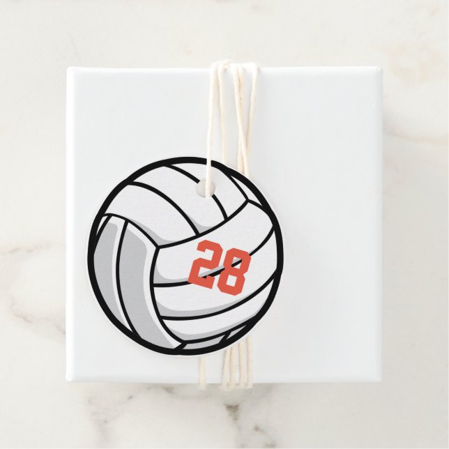 Volleyball Schwarzes Orange Sportmannschaft Nummer Geschenkanhänger (Beispiel)